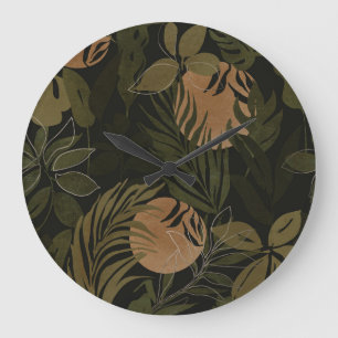 Tropical Moon Palm: Night Seamless Pattern Large Clock
