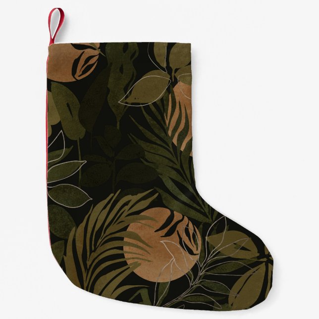 Tropical Moon Palm: Night Seamless Pattern Small Christmas Stocking (Front)