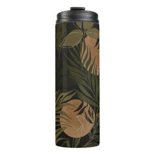 Tropical Moon Palm: Night Seamless Pattern Thermal Tumbler