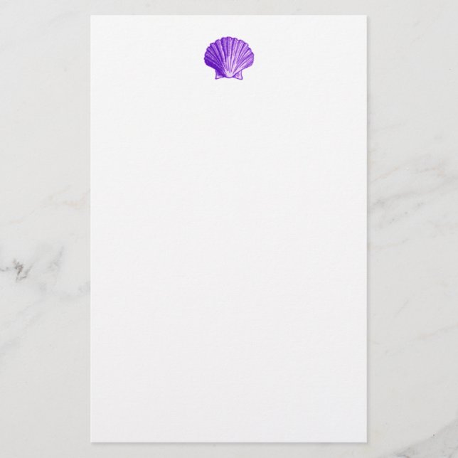 Tropical Moonlight Purple Sea Shell Stationery (Front)