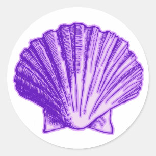 Tropical Moonlight Purple Shell Classic Round Sticker