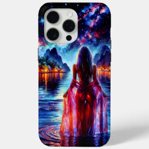 Tropical moonlit fantasy woman in paradise iPhone 15 pro max case