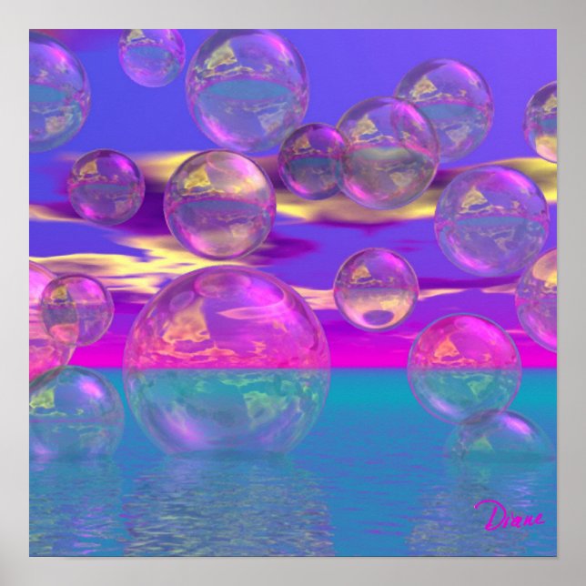 Tropical Morning – Magenta and Turquoise Paradise Poster (Front)