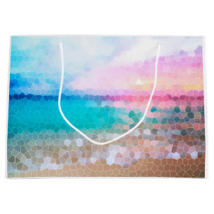 Tropical Morning Sunrise Stain Glass Beach Large Gift Bag