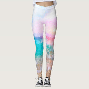 Tropical Morning Sunrise Stain Glass Beach Leggings
