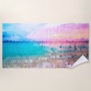 Tropical Morning Sunrise Stain Glass Beach Towel