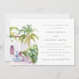 Tropical Moroccan Coutyard Watercolor Wedding Invitation