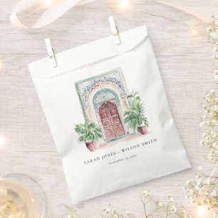 Tropical Moroccan Doorway Watercolor Wedding Favour Bags
