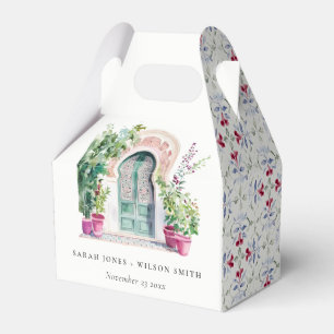 Tropical Moroccan Doorway Watercolor Wedding Favour Box