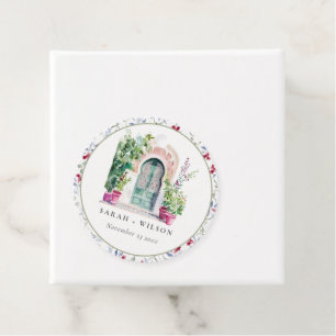 Tropical Moroccan Doorway Watercolor Wedding Favour Tags