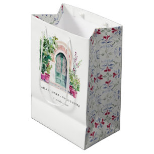 Tropical Moroccan Doorway Watercolor Wedding Medium Gift Bag