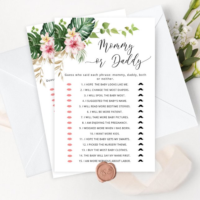 Tropical Mummy or daddy baby shower game (Creator Uploaded)