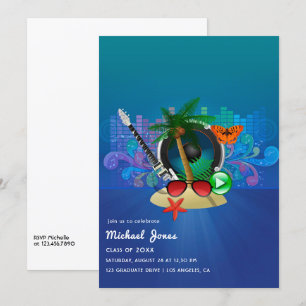 Tropical Music Fest Island Graduation Party Invitation