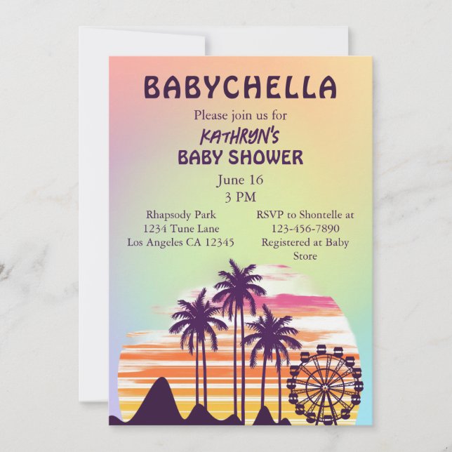 Tropical Music Festival Baby Shower Invitation (Front)