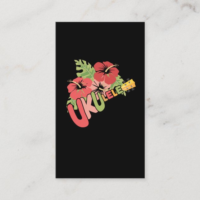 Tropical Music Guitar Instrument Hawaiian Ukulele Business Card (Front)