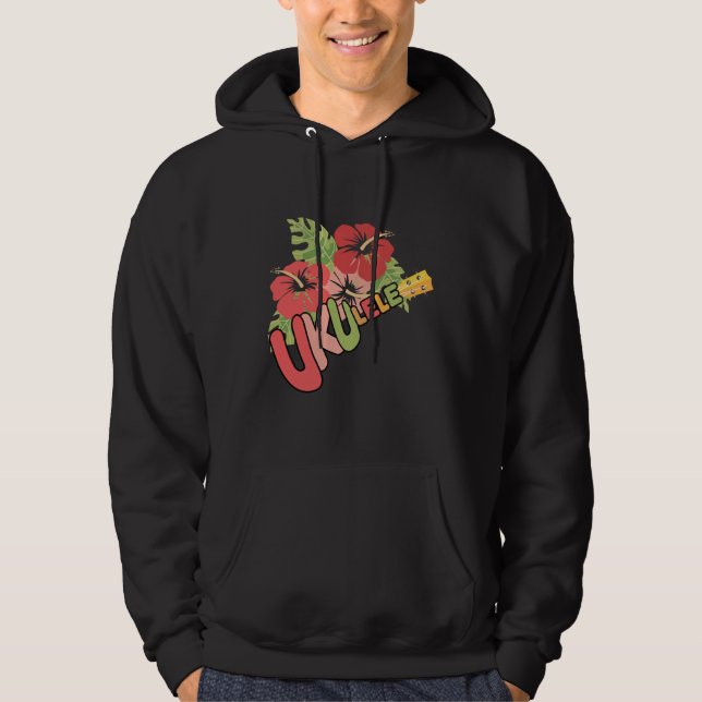 Tropical Music Guitar Instrument Hawaiian Ukulele Hoodie (Front)