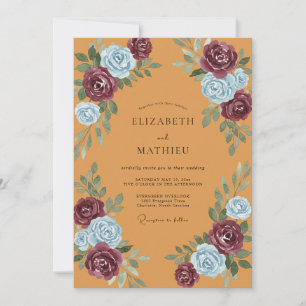 Tropical Mustard Plum Painted Wedding Invitation