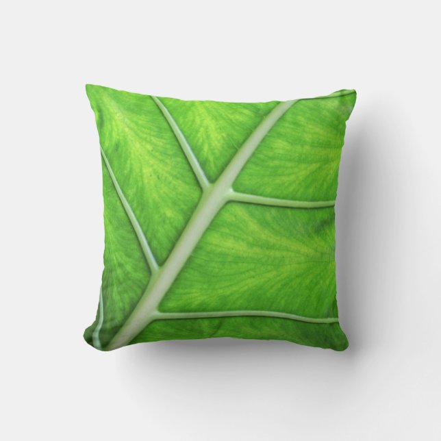 Tropical Nature Green Leaf Photography Cushion (Front)