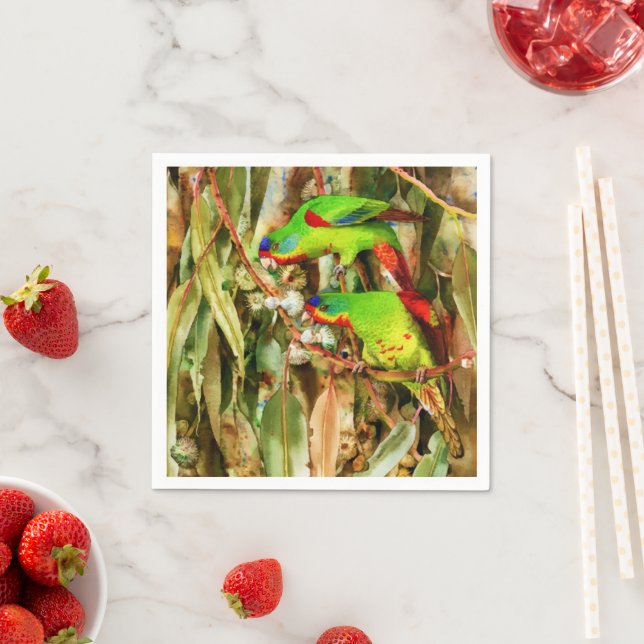 Tropical Nature Parrots Green Birds Napkin (Insitu)