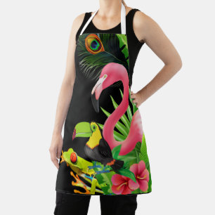 Tropical Nature Theme Colorful Animals Apron