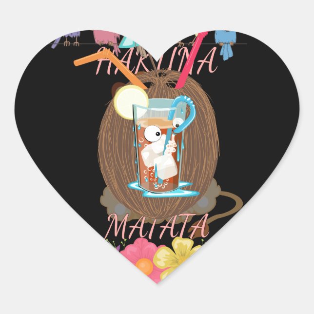 Tropical Nature's Bounty" Coconut Lemonade Art Heart Sticker (Front)