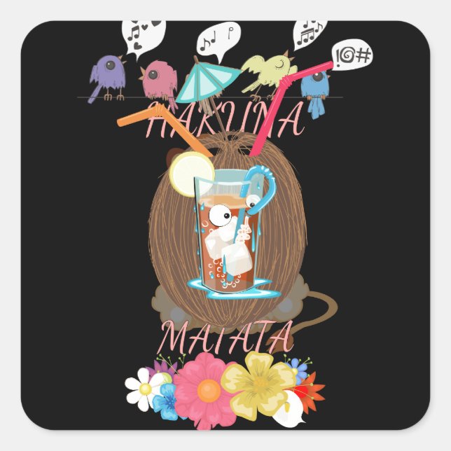 Tropical Nature's Bounty" Coconut Lemonade Art Square Sticker (Front)