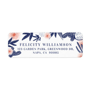 Tropical Navy Blue Cactus & Pink Floral Flowers