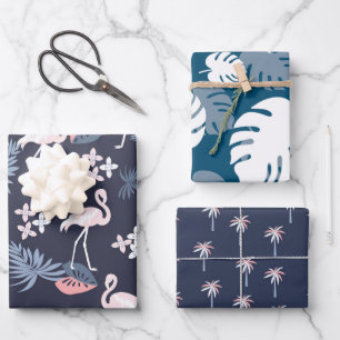 Tropical Navy, Blush Pink assorted  Wrapping Paper
