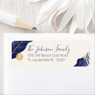 Tropical Navy Gold & Ivory Holiday Return Address