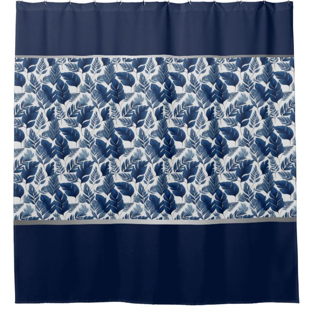 Tropical Navy Shower Curtain (Front)
