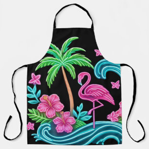 Tropical Neon Flamingo Apron