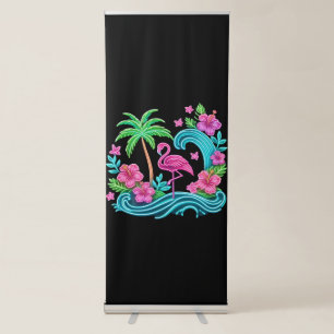 Tropical Neon Flamingo Retractable Banner