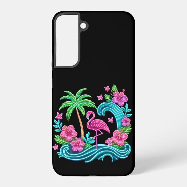 Tropical Neon Flamingo Samsung Galaxy S22+ Case (Back)