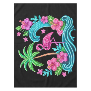 Tropical Neon Flamingo Tablecloth