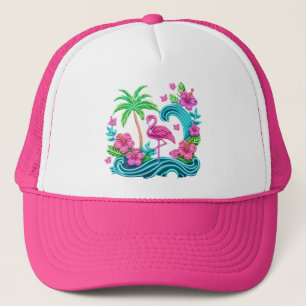Tropical Neon Flamingo Trucker Hat