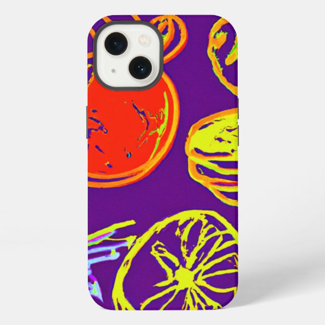 Tropical Neon Fruits Patterns iPhone Case (Back)