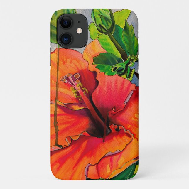 Tropical Neon Hibiscus flower Case-Mate iPhone Case (Back)