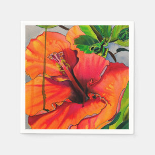 Tropical Neon Hibiscus flower Napkin