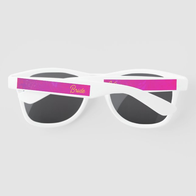 Tropical Neon Miami Bachelorette Bride Vibes Sunglasses (Back)