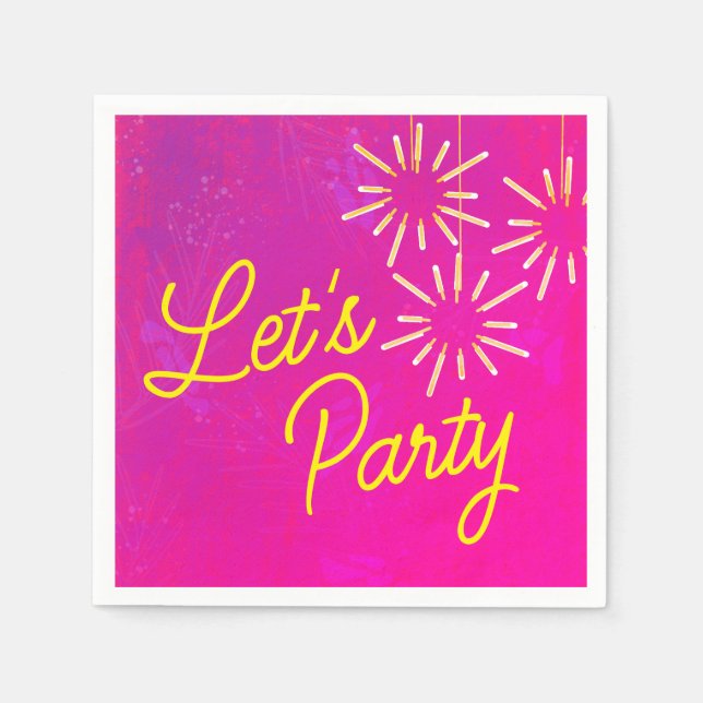 Tropical Neon Miami Bachelorette Party Napkin (Front)