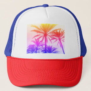 Tropical Neon Sunset Trucker Cap – Exotic Palm 