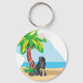 Tropical Newfie Key Ring