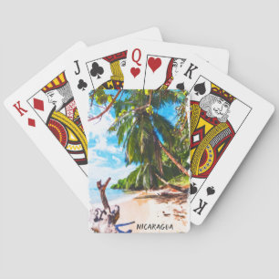 Tropical Nicaragua Beach Watercolor Travel Playing Cards