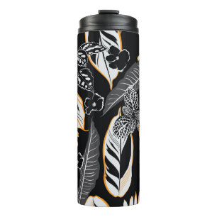 Tropical Night Foliage: Dark Vintage Pattern Thermal Tumbler