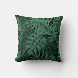 Tropical night green seamless pattern cushion