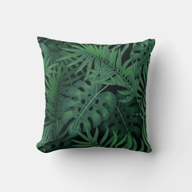 Tropical night green seamless pattern cushion (Front)