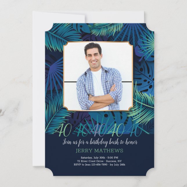 Tropical Night Photo Invitation (Front)