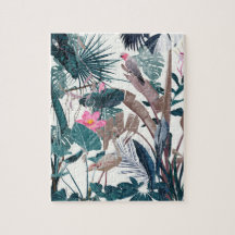 Tropical night vintage wild birds and palms.