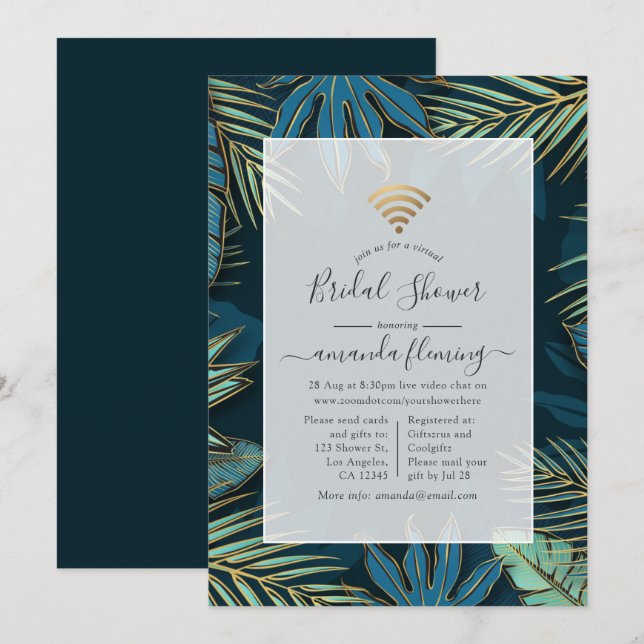 Tropical Night Virtual Shower Invitation (Front/Back)