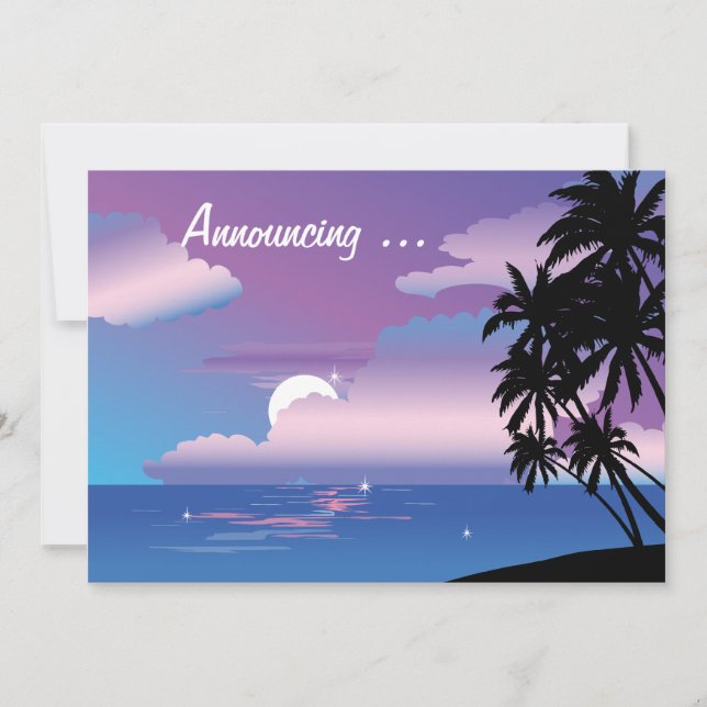 Tropical Night   Wedding Annoucement Invitation (Front)
